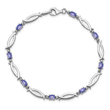 925 Sterling Silver Rhodium-plated Tanzanite and Diamond Bracelet