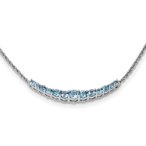 Sterling Silver Rhodium-plated Blue Topaz Pendant w/Necklace QX990BT - shirin-diamonds