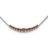 Sterling Silver Rhodium-plated Garnet Pendant w/Necklace QX990GA - shirin-diamonds