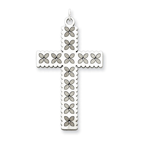 Sterling Silver Laser Designed Cross Pendant QXR108 - shirin-diamonds