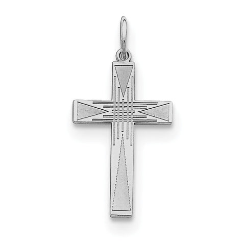 Sterling Silver Laser Designed Cross Pendant QXR171 - shirin-diamonds