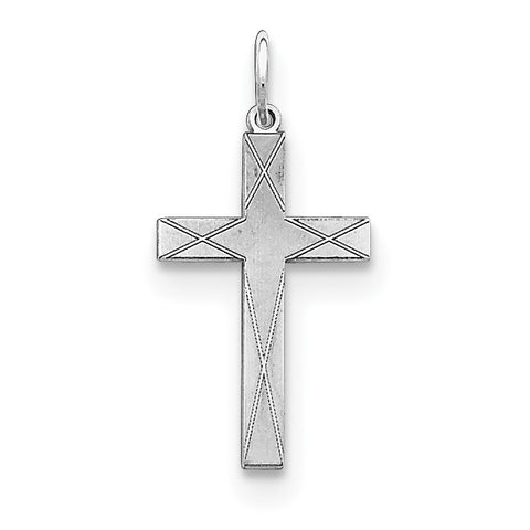 Sterling Silver Laser Designed Cross Pendant QXR174 - shirin-diamonds