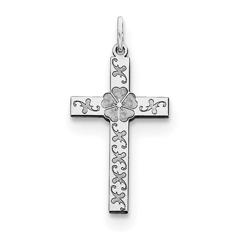 Sterling Silver Laser Designed Cross Pendant QXR189 - shirin-diamonds