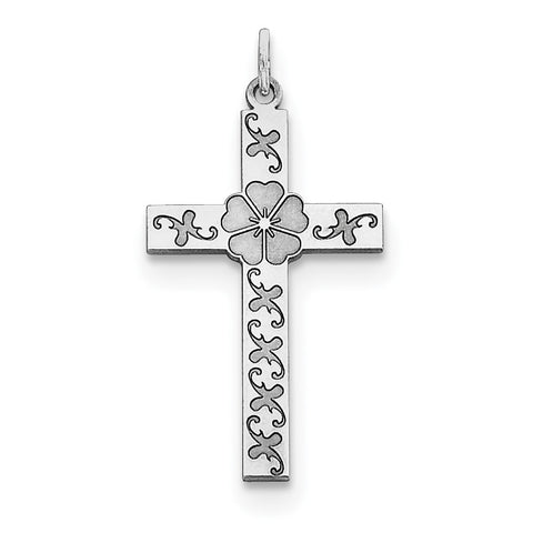 Sterling Silver Laser Designed Cross Pendant QXR190 - shirin-diamonds