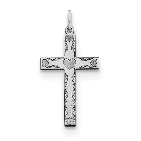 Sterling Silver Laser Designed Cross Pendant QXR193 - shirin-diamonds