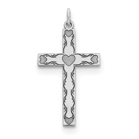 Sterling Silver Laser Designed Cross Pendant QXR194 - shirin-diamonds