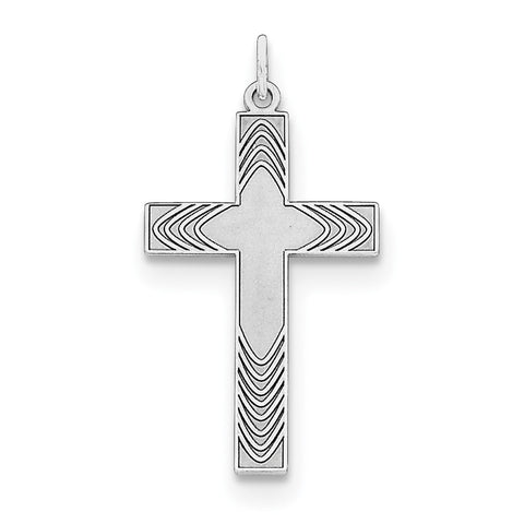 Sterling Silver Laser Designed Cross Pendant QXR214 - shirin-diamonds