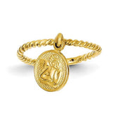 14k Polished Angel Dangle Charm Child's Ring - shirin-diamonds