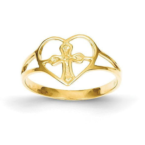 14k Cross in Heart Ring - shirin-diamonds