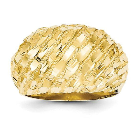 14k Diamond-Cut Dome Ring R170 - shirin-diamonds