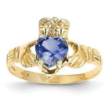 14k September Birthstone Claddagh Ring - shirin-diamonds