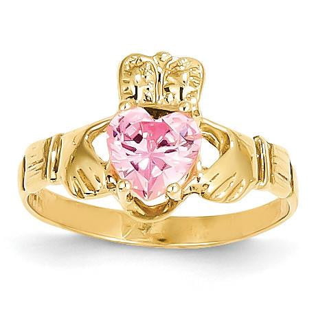14k October Birthstone Claddagh Ring - shirin-diamonds