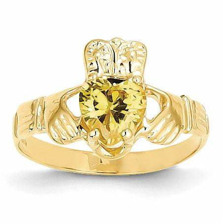 14k November Birthstone Claddagh Ring - shirin-diamonds