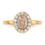 14k Two-tone w/White Rhodium CZ Lady of Guadalupe Ring