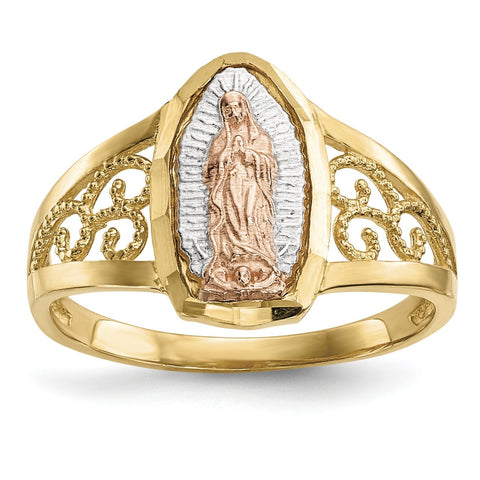 14k Two-tone w/White Rhodium Lady of Guadalupe Ring - shirin-diamonds