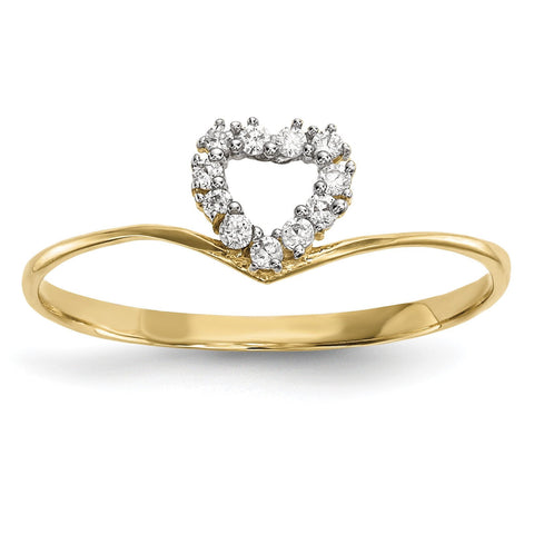 14k CZ Heart Ring - shirin-diamonds