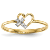 14k Heart w/CZ Cross Ring - shirin-diamonds