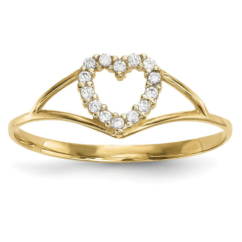 14k CZ Heart Ring - shirin-diamonds