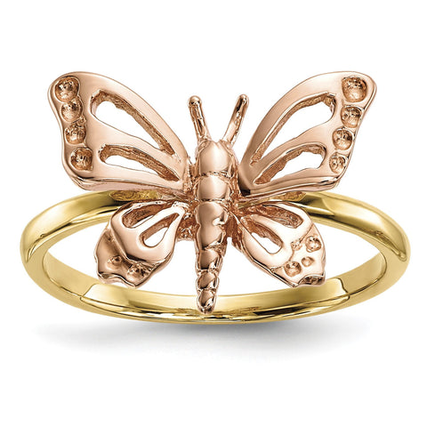 14k Two-tone Polished Butterfly Ring - shirin-diamonds