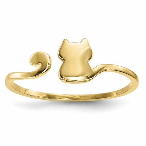 14k Gold Polished Cat Adjustable Cuff Ring - shirin-diamonds