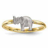 14k Two-tone Polished and Satin Elephant Ring - shirin-diamonds