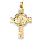 14k Cross w/St Anthony Medal Pendant REL106 - shirin-diamonds