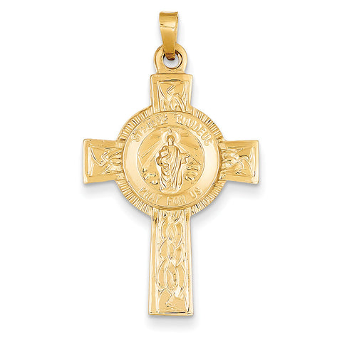 14k Cross w/St. Jude Medal Pendant REL110 - shirin-diamonds