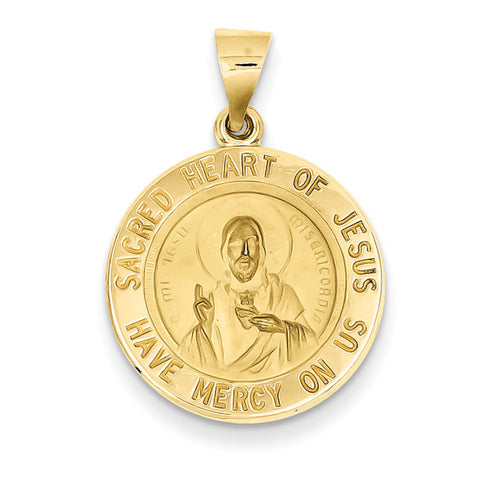 14k Sacred Heart of Jesus Medal Round Pendant REL129 - shirin-diamonds