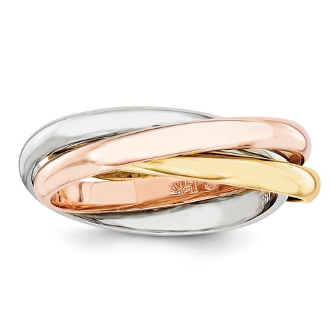 14k Tri-color Polished Rolling Ring RR3 - shirin-diamonds