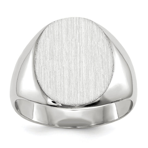14k White Gold Signet Ring RS538 - shirin-diamonds