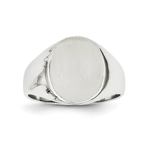 14k White Gold Signet Ring RS543 - shirin-diamonds