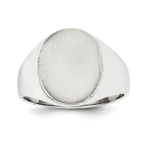 14k White Gold Signet Ring RS550 - shirin-diamonds
