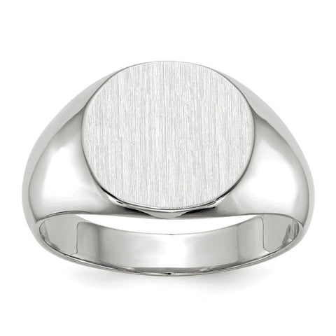 14k White Gold Signet Ring RS571 - shirin-diamonds