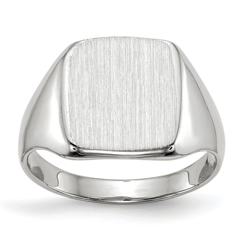 14k White Gold Signet Ring RS603 - shirin-diamonds