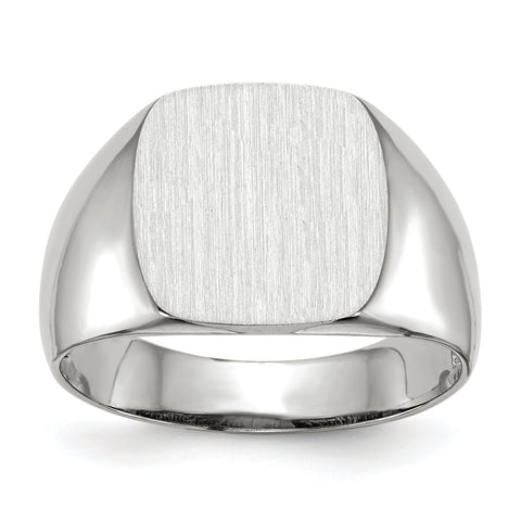 14k White Gold Signet Ring RS607 - shirin-diamonds