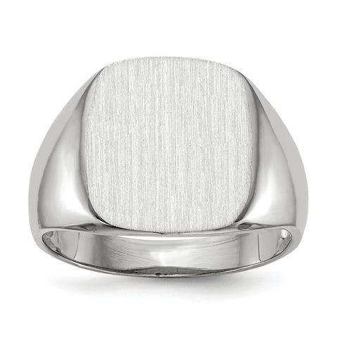 14k White Gold Signet Ring RS608 - shirin-diamonds