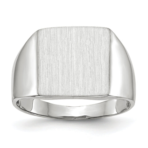 14k White Gold Signet Ring RS611 - shirin-diamonds