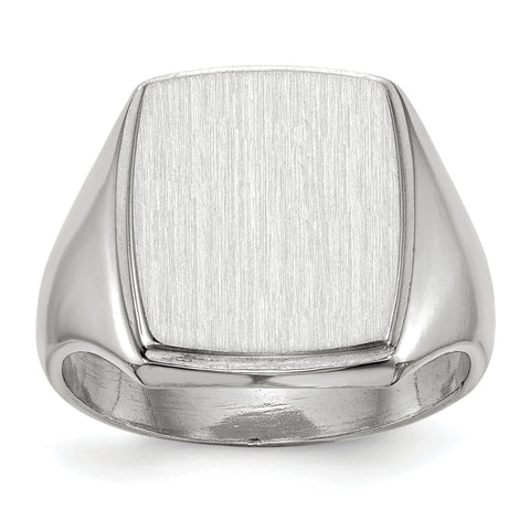 14k White Gold Signet Ring RS618 - shirin-diamonds