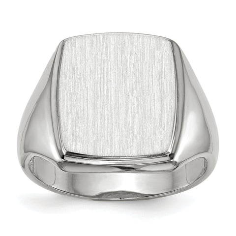 14k White Gold Signet Ring RS619 - shirin-diamonds