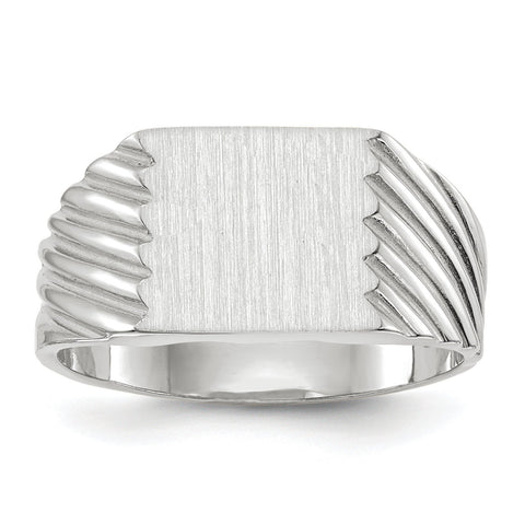 14k White Gold Signet Ring RS623 - shirin-diamonds