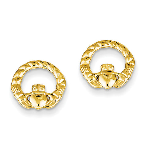 14k Claddagh Post Earrings S1380 - shirin-diamonds