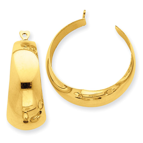 14k Polished Hoop Earring Jackets S1390 - shirin-diamonds