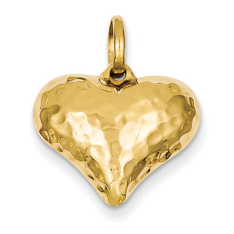 14k Faceted Puffed Heart Pendant S1450 - shirin-diamonds