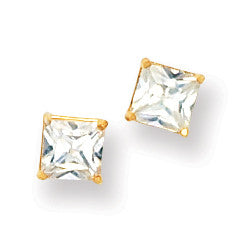 14k Madi K 5mm Square CZ Post Earrings SE1897 - shirin-diamonds