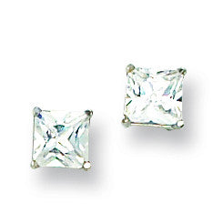 14k White Gold Madi K 5mm Square CZ Post Earrings SE1919 - shirin-diamonds