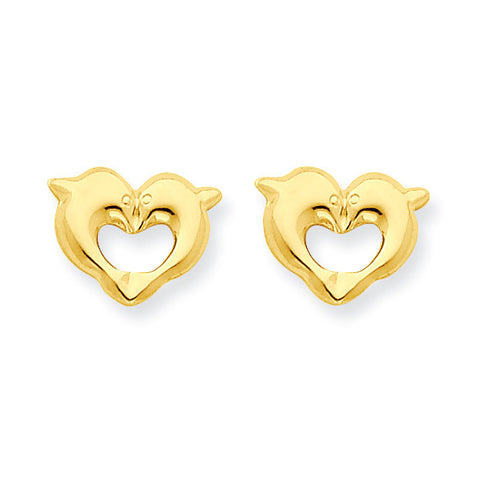 14k Madi K Heart Dolphins Post Earrings SE2047 - shirin-diamonds