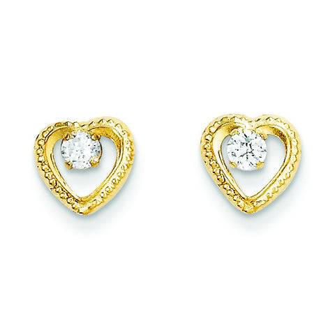 14k Madi K Heart w/CZ Post Earrings SE2052 - shirin-diamonds