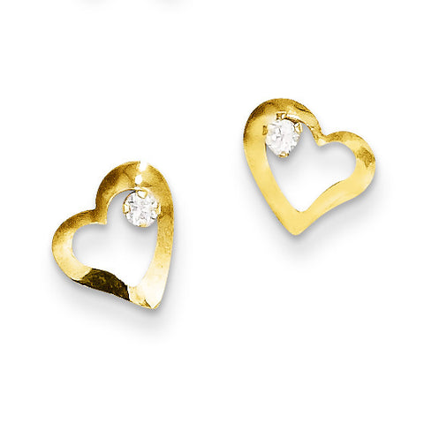 14k Madi K Heart w/CZ Post Earrings SE2063 - shirin-diamonds