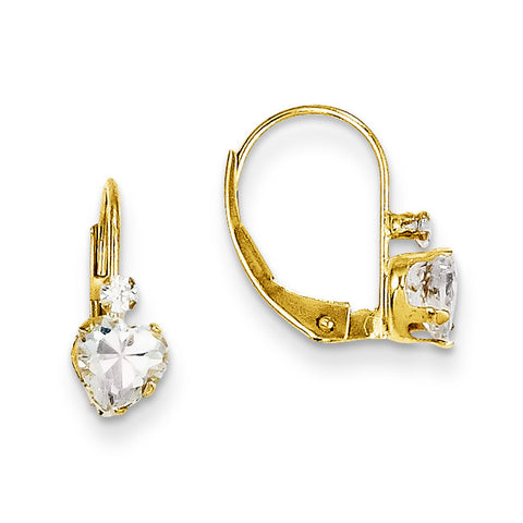 14k Madi K CZ Heart Leverback Earrings SE2150 - shirin-diamonds