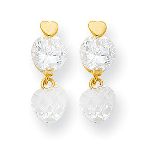14k Madi K CZ Heart Dangle Post Earrings SE2157 - shirin-diamonds